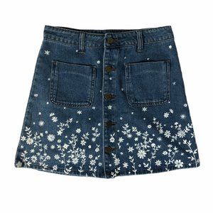 custom painted denim skirt
